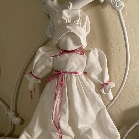 Handmade simple rabbit doll with pretty hand embroidered dress cow pig chicken - Picture 1 of 14